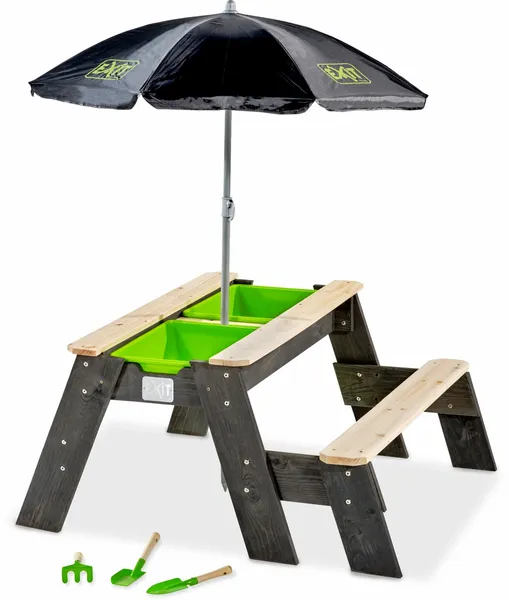 EXIT TOYS EXIT Aksent Zand- Water- En Picknicktafel - 1 Bankje Met Parasol En Tuingereedschap 3 EXIT TOYS EXIT Aksent Zand- Water- En Picknicktafel - 1 Bankje Met Parasol En Tuingereedschap