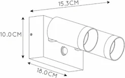 Lucide Taylor GU10 Sensor Wandspot - 2 Spots - Zwart -Oase Velda Winkel 749 1200 09831 02 30 technical drawing