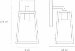 Lucide Matslot E27 Wandlamp - Zwart -Oase Velda Winkel 816 1200 29829 01 30 technical drawing