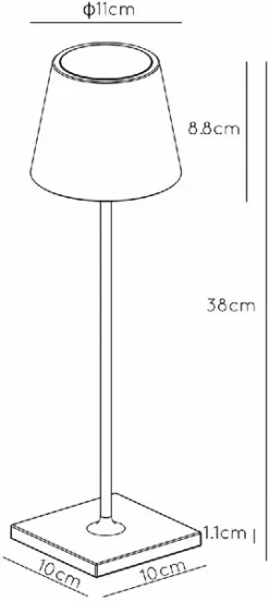 Lucide Justin Led Tafellamp - Wit -Oase Velda Winkel 900 404 27888 03 31 technical drawing
