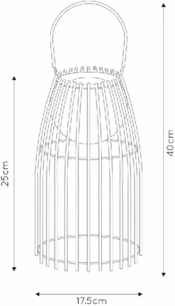Lucide Fjara Led Tafellamp - Roestbruin -Oase Velda Winkel 900 513 06801 01 97 technical drawing