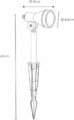 Lucide Spike GU10 Led Tuinspot - Zwart -Oase Velda Winkel 900 557 27882 05 30 technical drawing