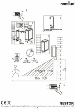 Nordlux Nestor Sensor Led Wandlamp Zwart -Oase Velda Winkel 900 615 5701581464988.4