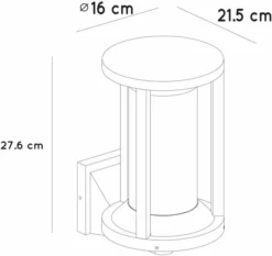 Lucide Cadix E27 Wandlamp - Zwart -Oase Velda Winkel 900 952 15803 01 30 technical drawing