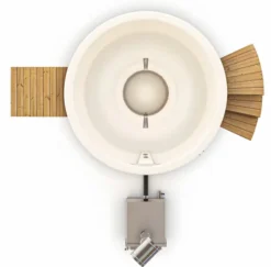 Houtgestookte Hottub Met Filteraansluiting - 4-6 Personen - Wit -Oase Velda Winkel bovenaanzicht incl