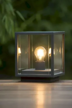 Lucide Claire E27 Sokkellamp - Vierkant - Antraciet -Oase Velda Winkel lucide claire e27 sokkellamp vierkant antraciet 5