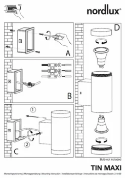 Nordlux Tin Maxi Duo GU10 Wandlamp Buiten Zwart -Oase Velda Winkel nordlux tin maxi montage